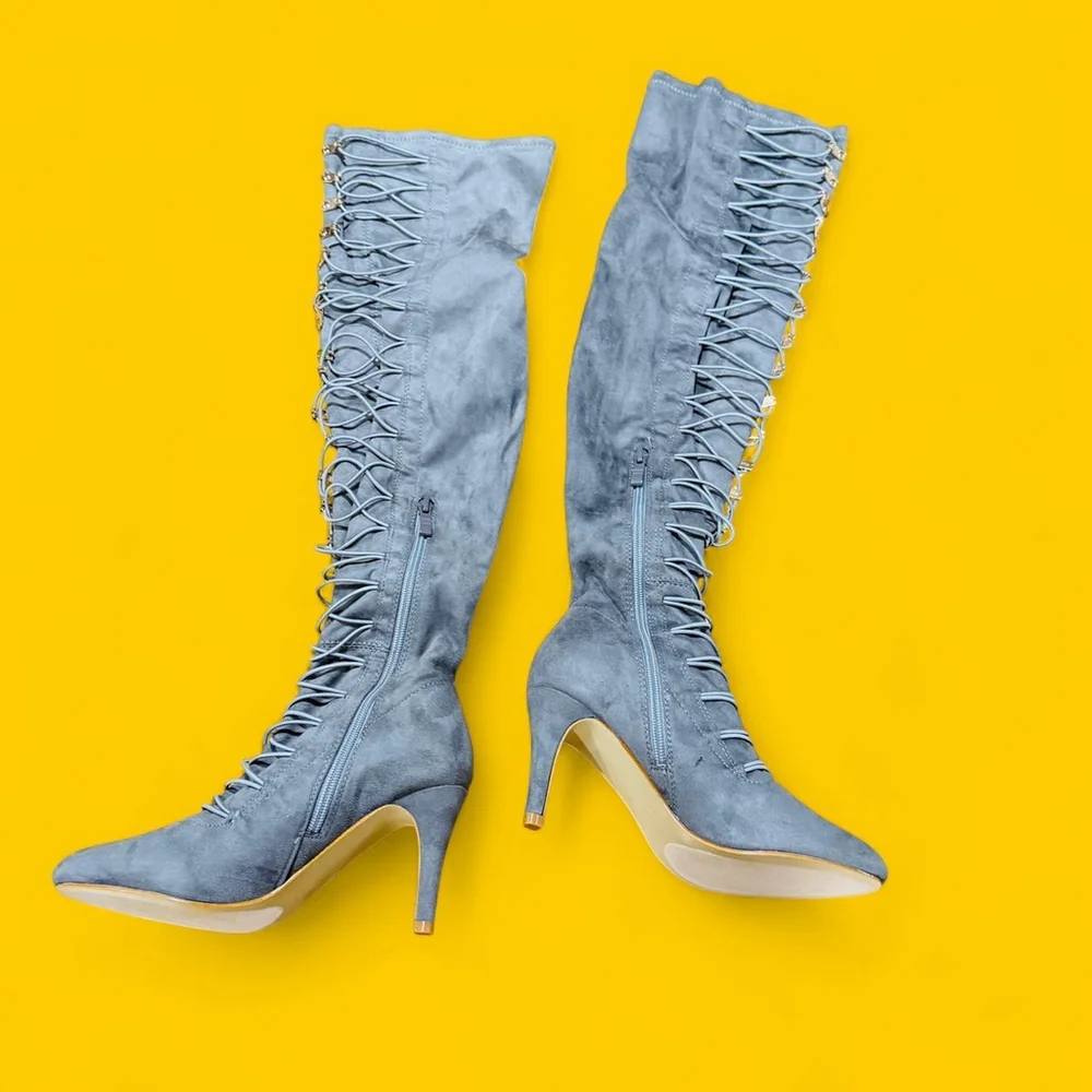 Sexy Gray Gothic Fairy Cottage Club Party Over-The-Knee Boots 6